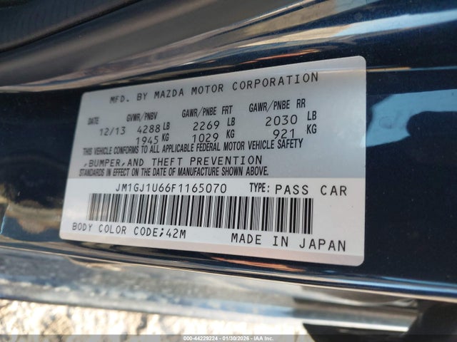 Aukcja sprzedaży 2015 Mazda Mazda6 I Sport, vin: JM1GJ1U66F1165070, numer aukcji: 44229224