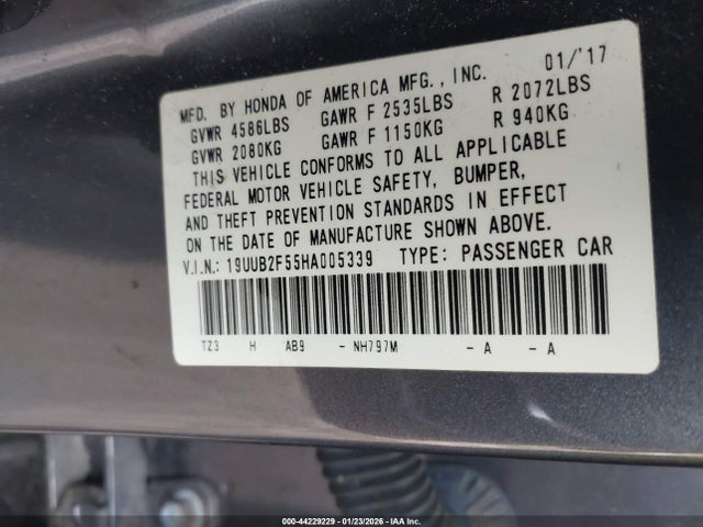 44229229 :رقم المزاد ، 19UUB2F55HA005339 vin ، 2017 Acura Tlx Technology Package مزاد بيع