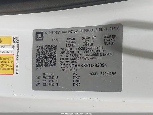 3GCNDAEK8RG283394 Chevrolet Silverado 1500 4wd Standard Bed Wt