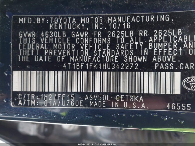 4T1BF1FK1HU342272 Toyota CAMRY SE