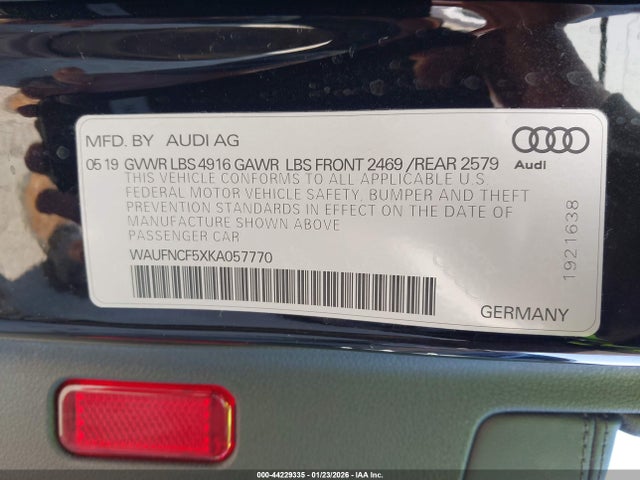 2019 AUDI A5 WAUFNCF5XKA057770 Photo 8