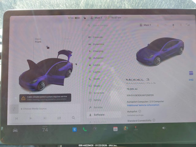 5YJ3E1EAXKF298129 Tesla Model 3 Long Range/mid Range/standard Range/standard Range Plus