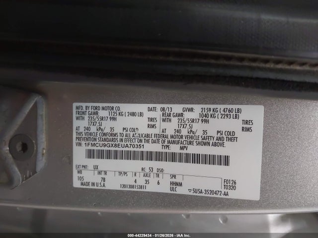 1FMCU9GX8EUA70351 Ford ESCAPE SE