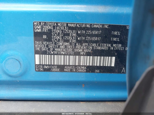 2T3W1RFV1MW172702 Toyota Rav4 Xle