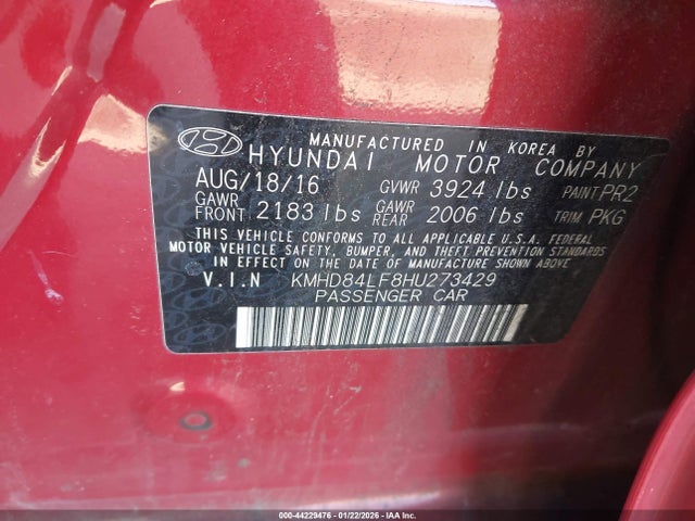KMHD84LF8HU273429 Hyundai ELANTRA SE