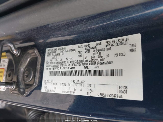 1FTEW1CP1FKE36419 Ford F-150 Lariat
