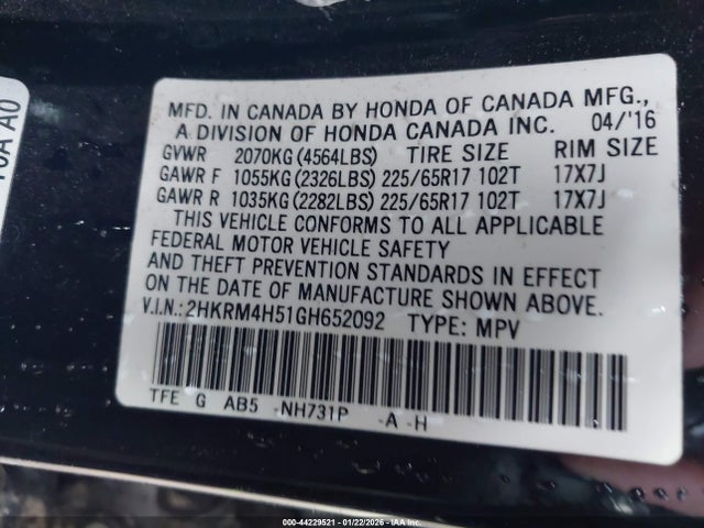2HKRM4H51GH652092 Honda CR-V EX
