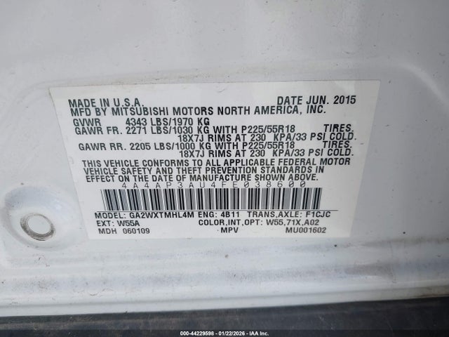 2015 MITSUBISHI OUTLANDER SPORT 4A4AP3AU4FE038600 Photo 8