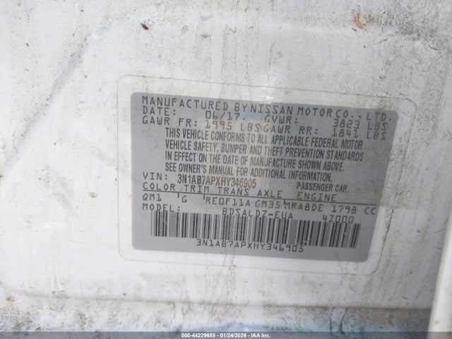 3N1AB7APXHY346905 Nissan SENTRA SV