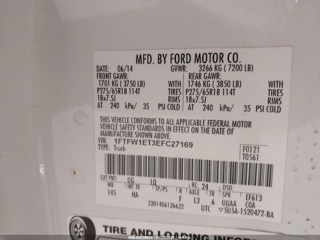 Ford F-150 Lariat 2014 1FTFW1ET3EFC27169 Image 9