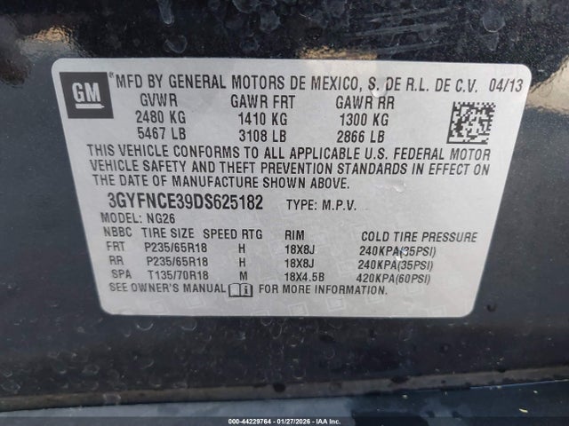 2013 CADILLAC SRX 3GYFNCE39DS625182 Photo 8