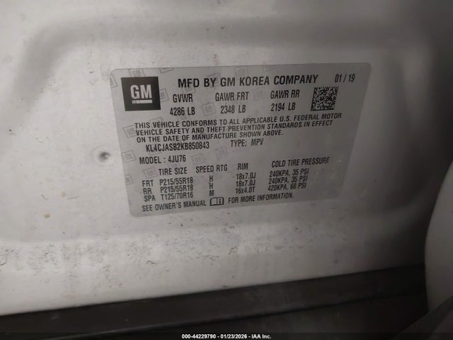 Aukcja sprzedaży 2019 Buick Encore Fwd Preferred, vin: KL4CJASB2KB850843, numer aukcji: 44229790