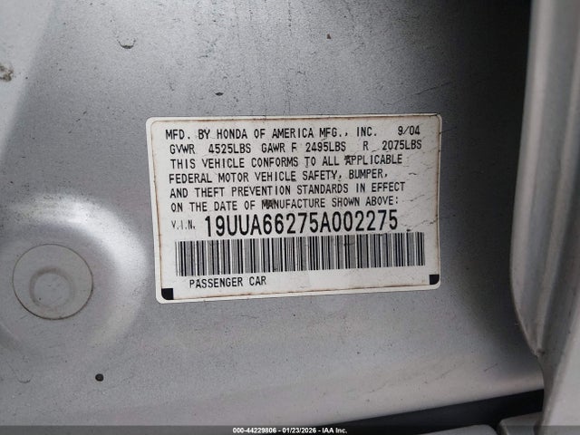 2005 ACURA TL 19UUA66275A002275 Photo 8