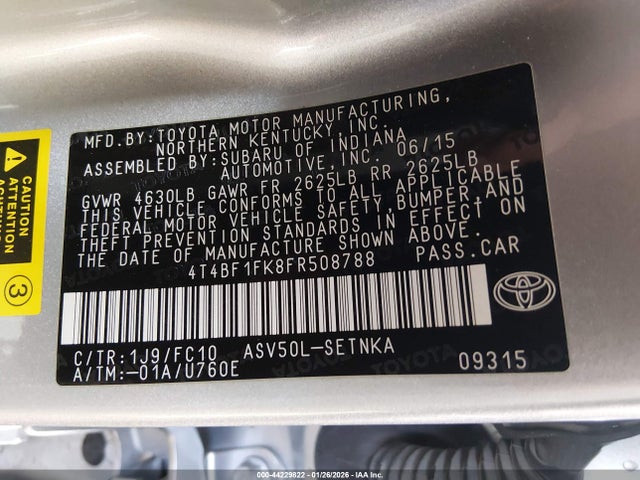 Toyota CAMRY LE 2015 4T4BF1FK8FR508788 Image 9