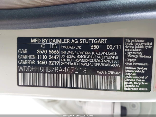 44229840 :رقم المزاد ، WDDHH8HB7BA407218 vin ، 2011 Mercedes-benz E 350 4matic مزاد بيع