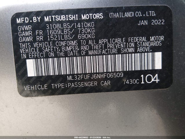 2022 MITSUBISHI MIRAGE G4 ML32FUFJ6NHF06509 Photo 8