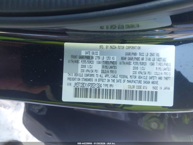 Aukcja sprzedaży 2023 Mazda Cx-9 Grand Touring, vin: JM3TCBDYXP0631324, numer aukcji: 44229906