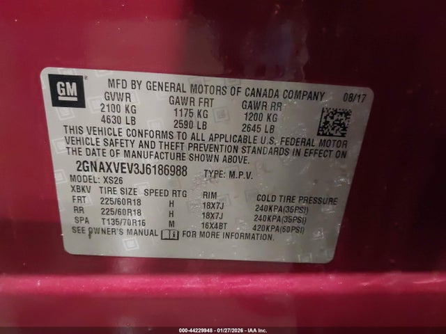 2018 CHEVROLET EQUINOX 2GNAXVEV3J6186988 Photo 8