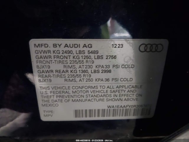 2024 Audi Q5 Premium Plus 45 Tfsi S Line Quattro მანქანა იყიდება აუქციონზე, vin: WA1EAAFY0R2057672, აუქციონის ნომერი: 44230018