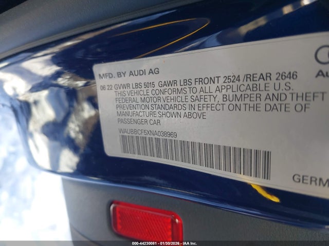 2022 AUDI A5 SPORTBACK WAUBBCF5XNA038969 Photo 8