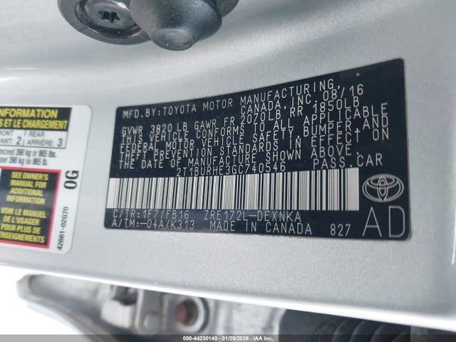 Toyota COROLLA LE 2016 2T1BURHE3GC740546 Image 9