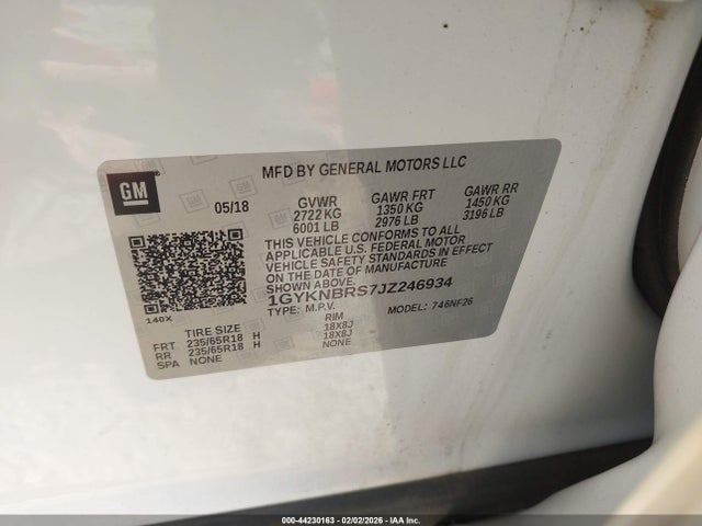 Aukcja sprzedaży 2018 Cadillac Xt5 Standard, vin: 1GYKNBRS7JZ246934, numer aukcji: 44230163