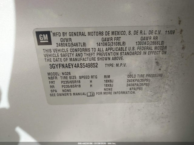 2010 CADILLAC SRX 3GYFNAEY4AS549852 Photo 8