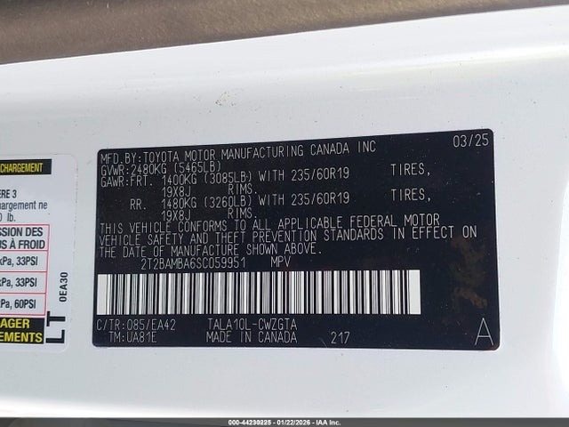 Aukcja sprzedaży 2025 Lexus Rx 350 Premium, vin: 2T2BAMBA6SC059951, numer aukcji: 44230225