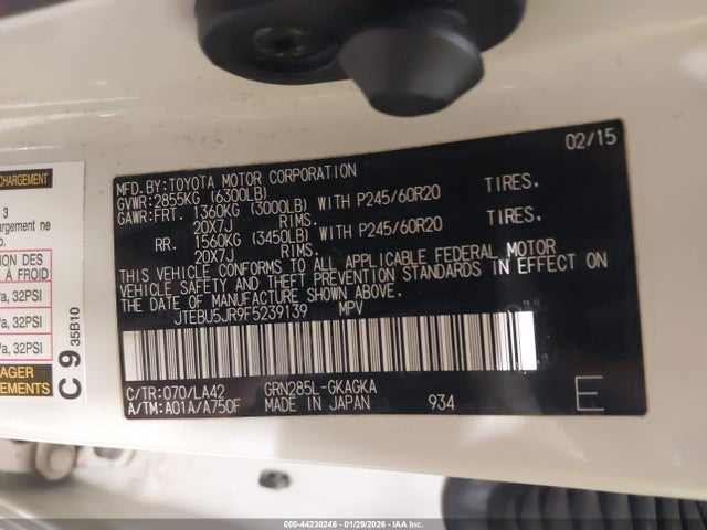JTEBU5JR9F5239139 Toyota 4runner Limited