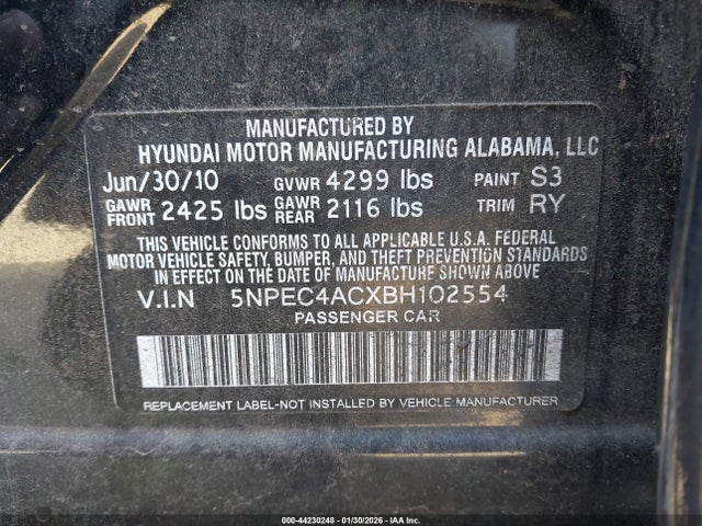 2011 HYUNDAI SONATA 5NPEC4ACXBH102554 Photo 8