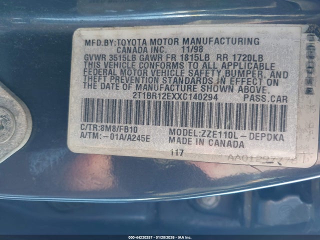 1999 TOYOTA COROLLA 2T1BR12EXXC140294 Photo 8