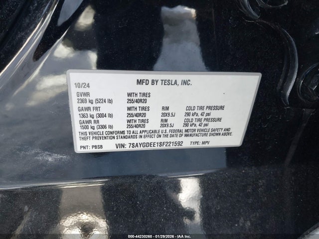 7SAYGDEE1SF221592 Tesla Model Y Long Range Dual Motor All-wheel Drive