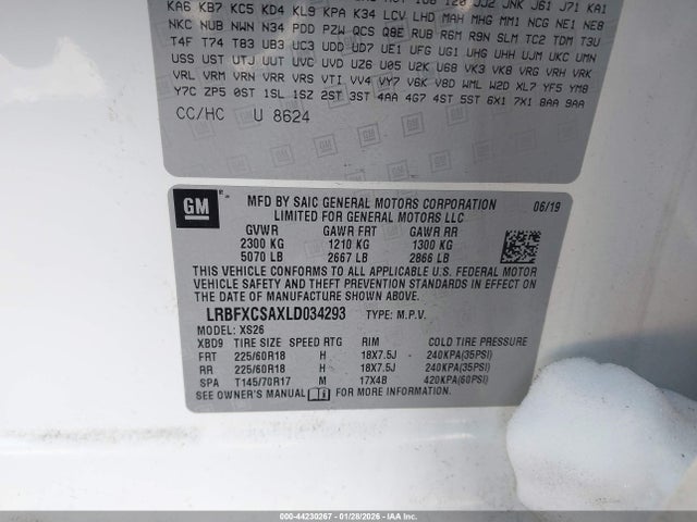 Aukcja sprzedaży 2020 Buick Envision Fwd Essence, vin: LRBFXCSAXLD034293, numer aukcji: 44230267