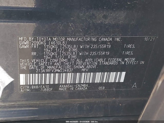 Toyota Rav4 Xle Premium 2021 2T3A1RFV3MW234837 Image 9
