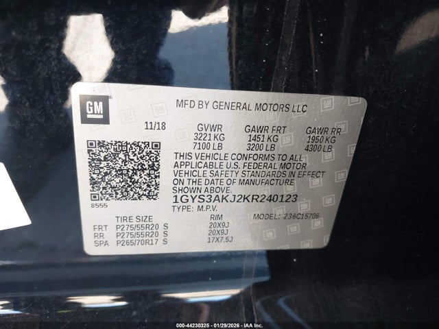 2019 CADILLAC ESCALADE 1GYS3AKJ2KR240123 Photo 8