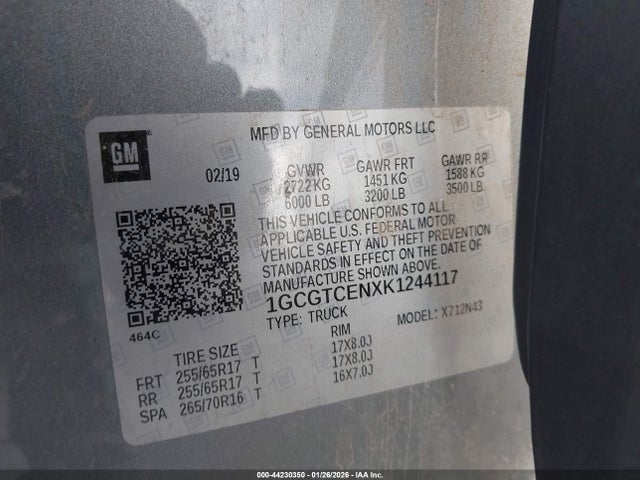 1GCGTCENXK1244117 Chevrolet Colorado Lt