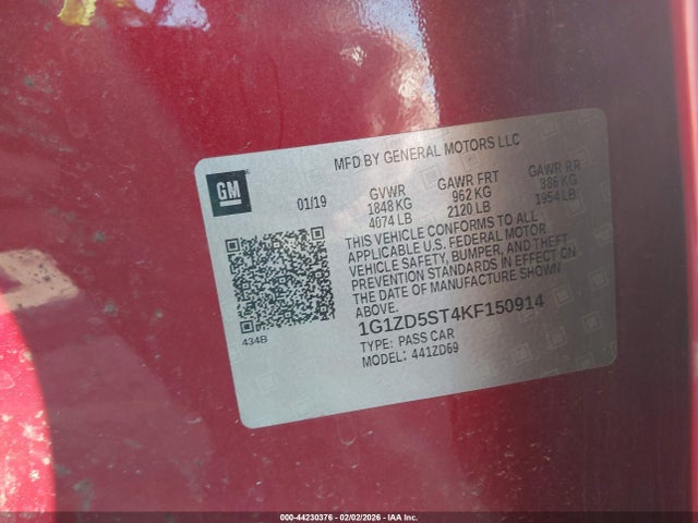 2019 CHEVROLET MALIBU 1G1ZD5ST4KF150914 Photo 8