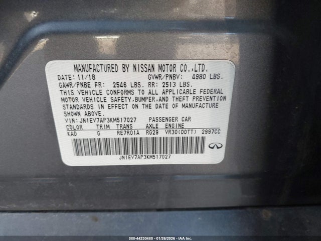 JN1EV7AP3KM517027 Infiniti Q50 3.0t Luxe
