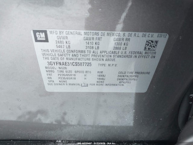 2012 CADILLAC SRX 3GYFNAE31CS587725 Photo 8