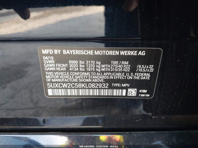 5UXCW2C58KL082932 BMW X7 Xdrive40i