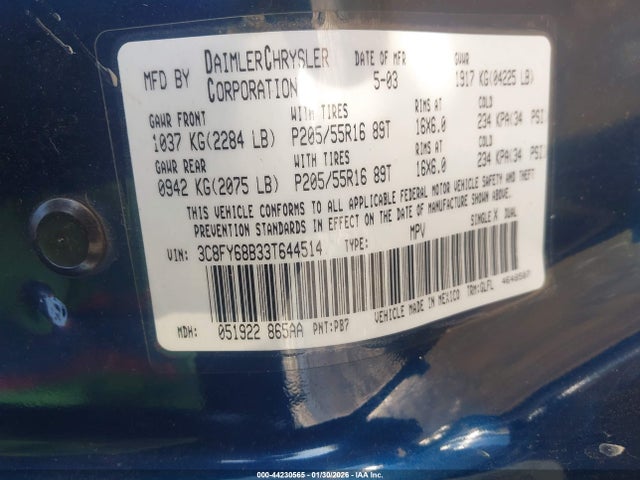 2003 CHRYSLER PT CRUISER 3C8FY68B33T644514 Photo 8