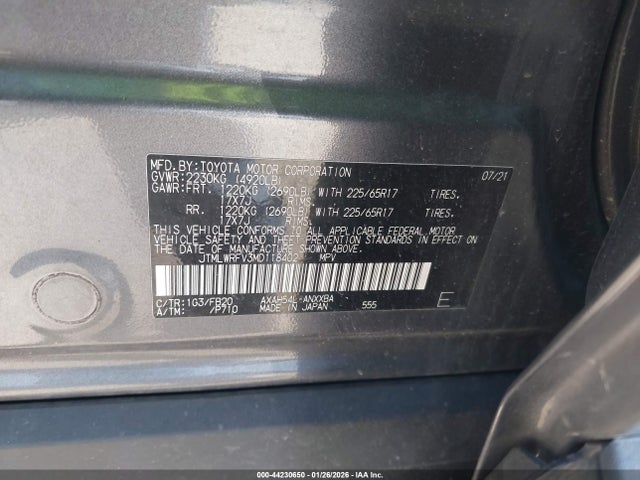 JTMLWRFV3MD118402 Toyota Rav4 Hybrid Le