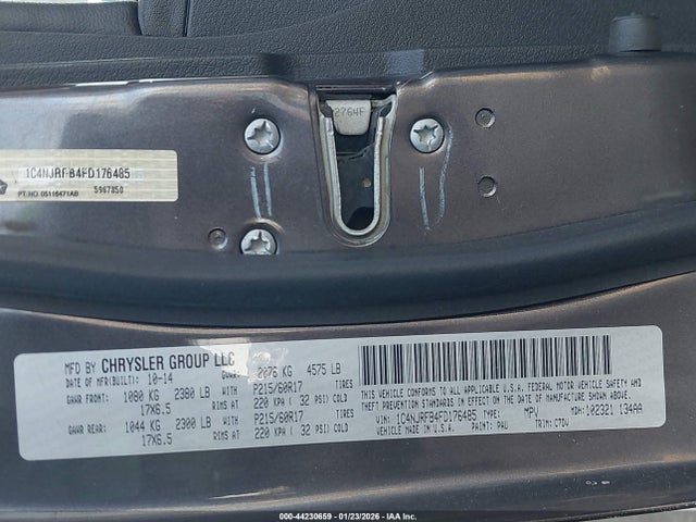Продаж на аукціоні авто 2015 Jeep Patriot Latitude, vin: 1C4NJRFB4FD176485, номер лоту: 44230659