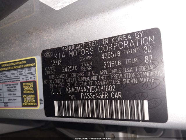 2014 KIA OPTIMA KNAGM4A71E5481602 Photo 8