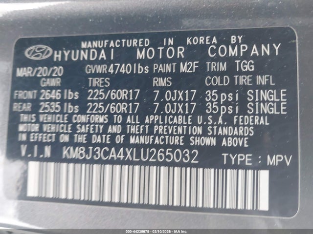 Hyundai Tucson Value 2020 KM8J3CA4XLU265032 Image 9