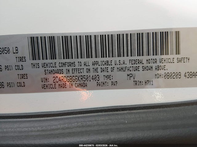 2C4RDGBG6KR501403 Dodge Grand Caravan Se