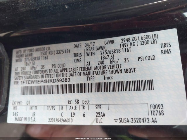 2017 FORD F-150 1FTEW1EP4HKD59383 Photo 8