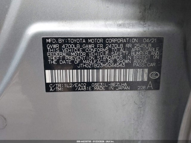 2021 LEXUS IS 350 JTHGZ1B23M5044543 Photo 8