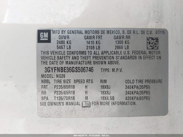 2016 CADILLAC SRX 3GYFNBE36GS506746 Photo 8