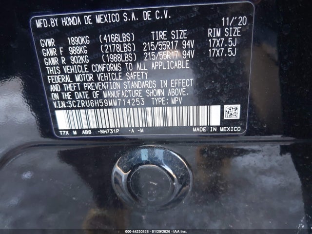 3CZRU6H59MM714253 Honda Hr-v Awd Ex